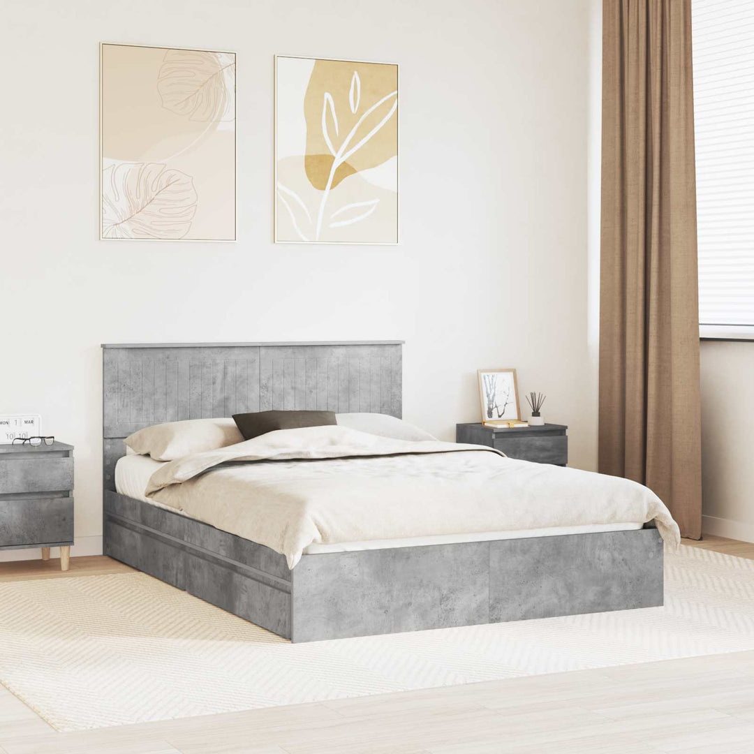 Opbevaringsseng Beton Grå 135 x 190 cm Konstrueret træ