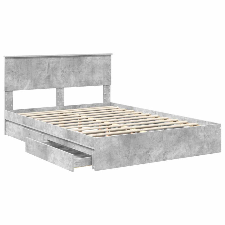 Opbevaringsseng Beton Grå 135 x 190 cm Konstrueret træ