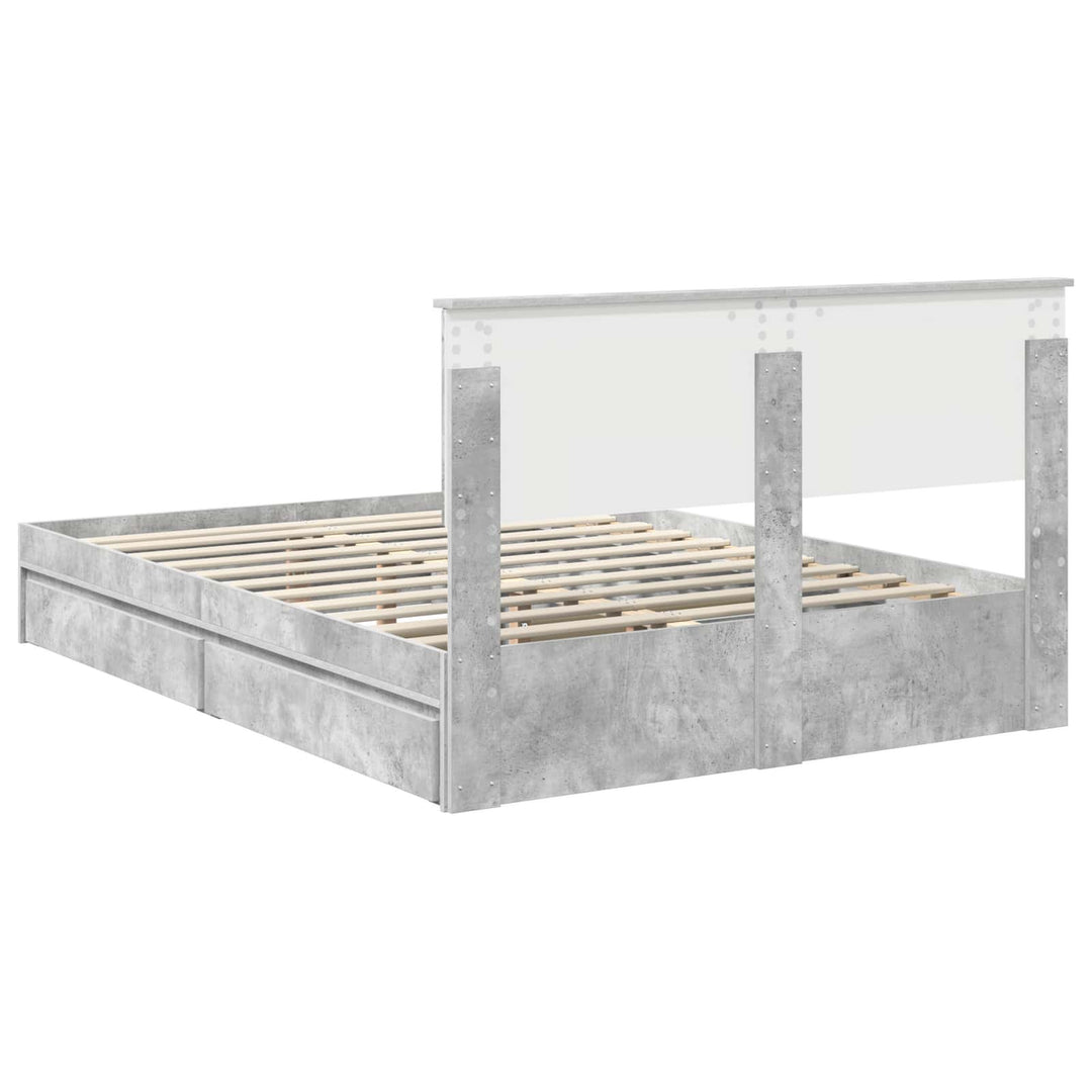 Opbevaringsseng Beton Grå 135 x 190 cm Konstrueret træ