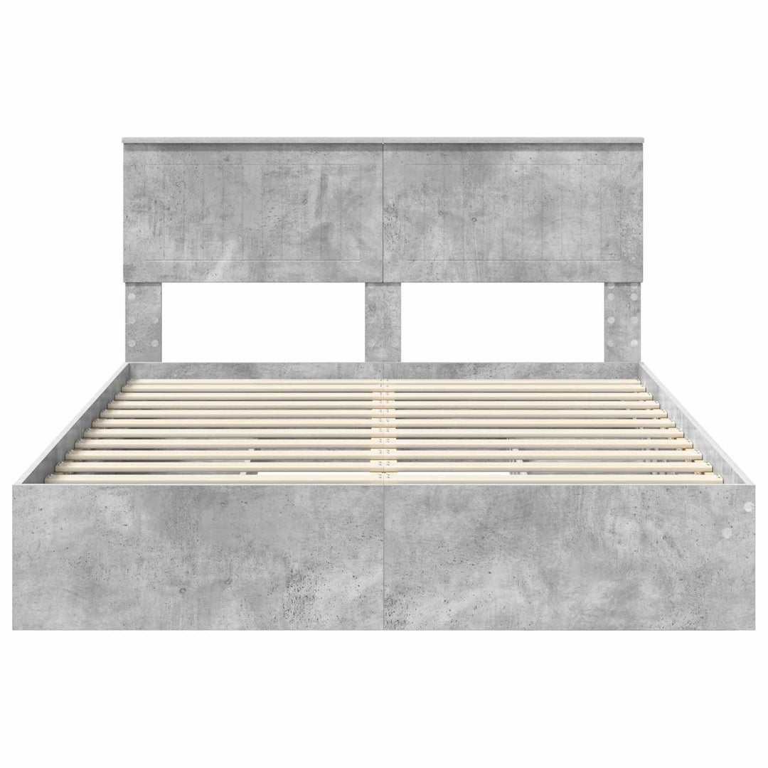 Opbevaringsseng Beton Grå 135 x 190 cm Konstrueret træ