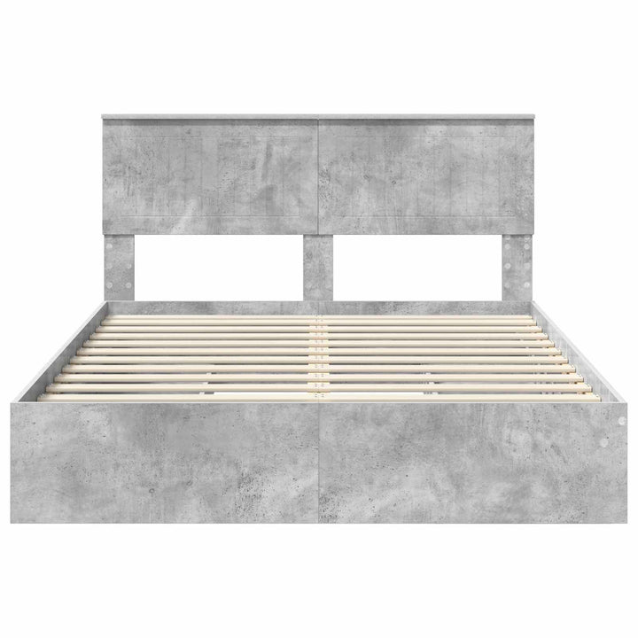 Opbevaringsseng Beton Grå 135 x 190 cm Konstrueret træ
