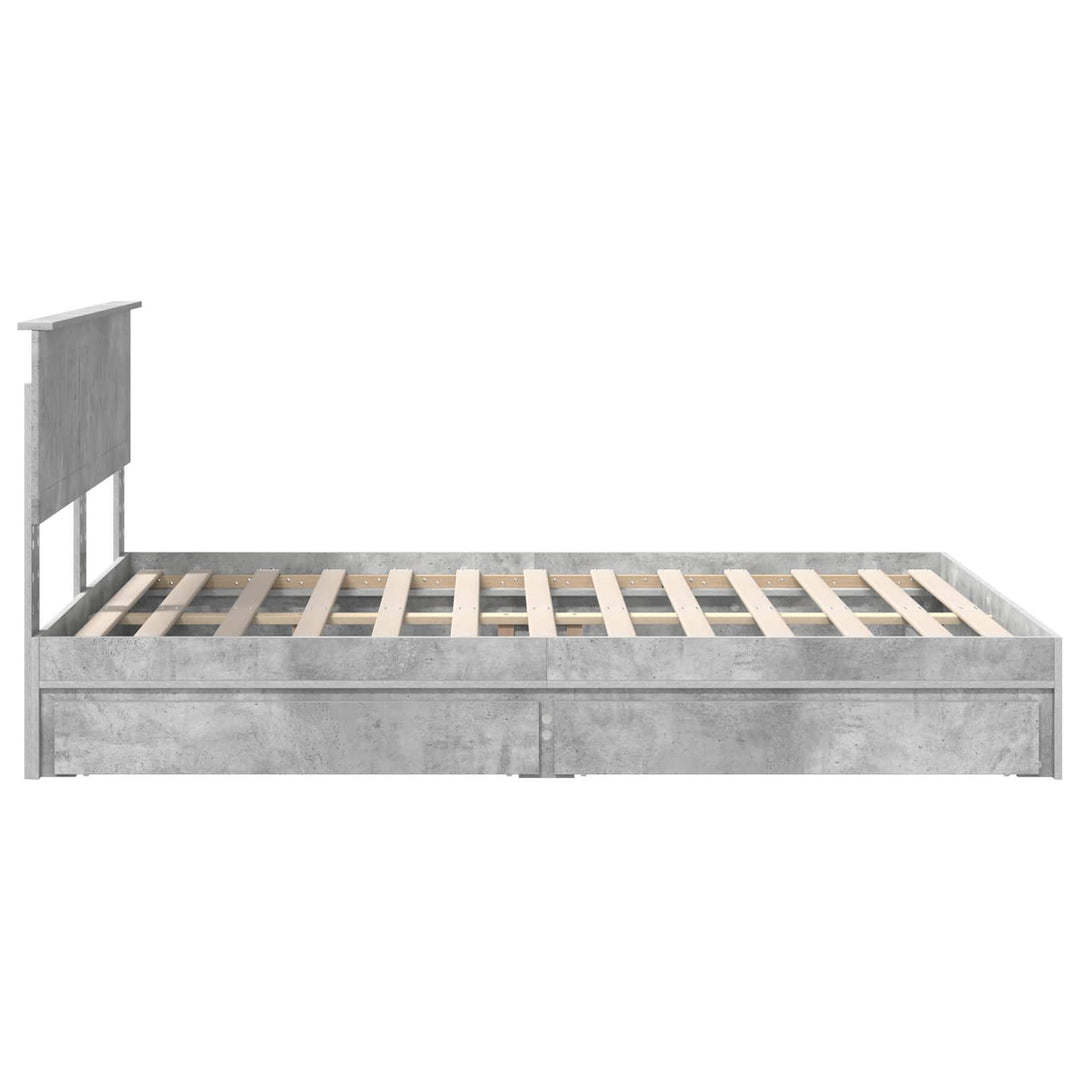 Opbevaringsseng Beton Grå 135 x 190 cm Konstrueret træ