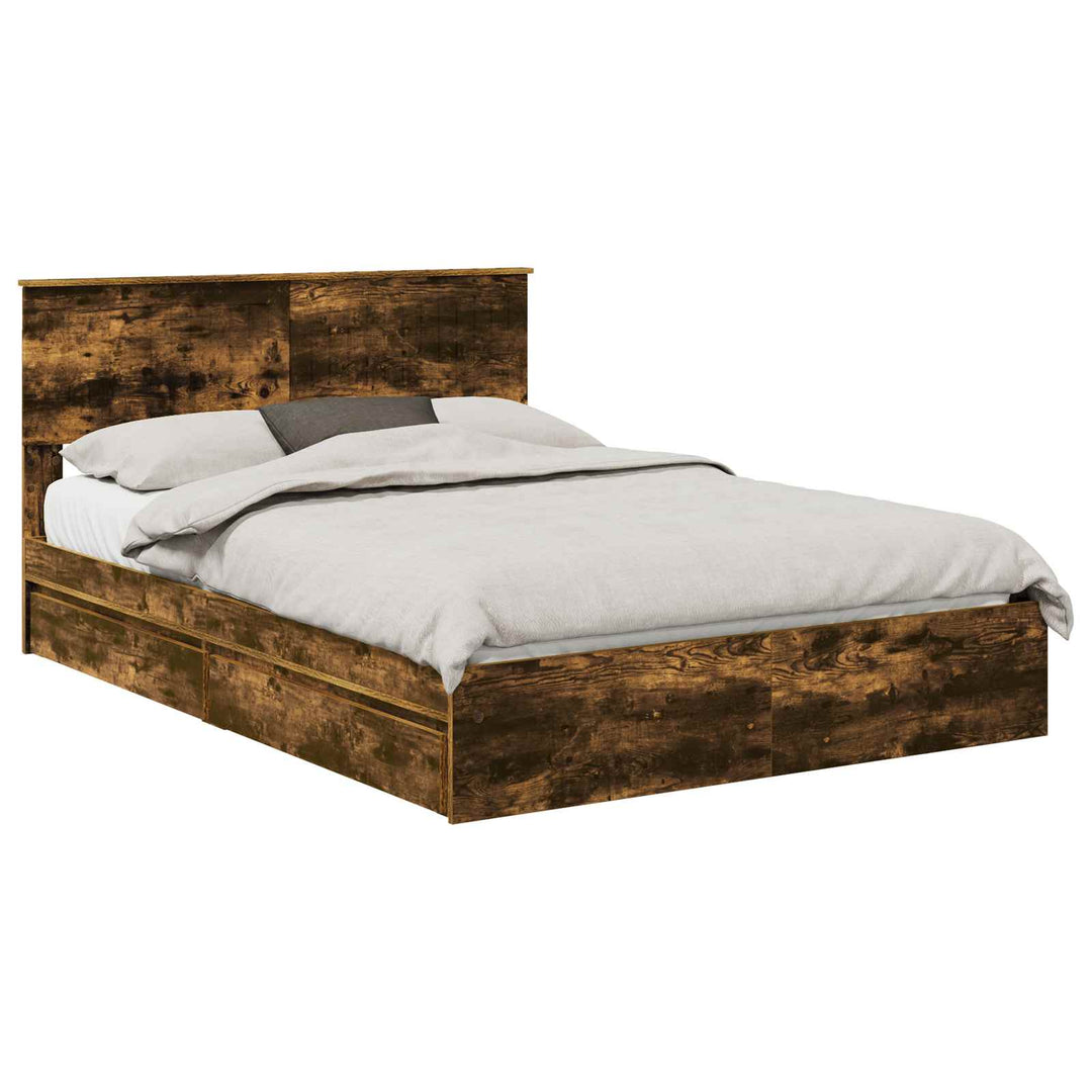Opbevaringsseng Røget eg 135 x 190 cm Konstrueret træ