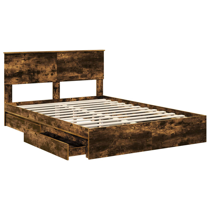 Opbevaringsseng Røget eg 135 x 190 cm Konstrueret træ