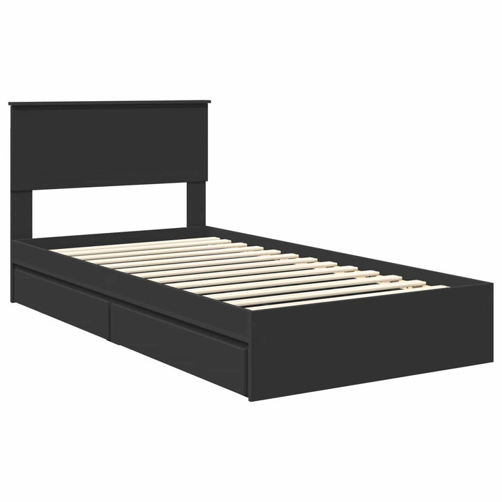 Opbevaringsseng med skuffe Sort 100 x 200 cm Konstrueret træ