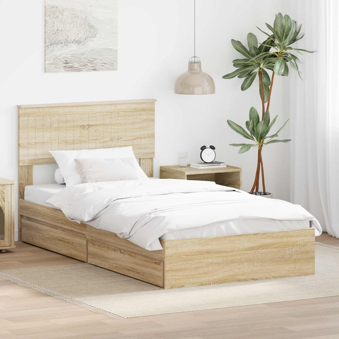 Opbevaringsseng Sonoma eg 100 x 200 cm Konstrueret træ