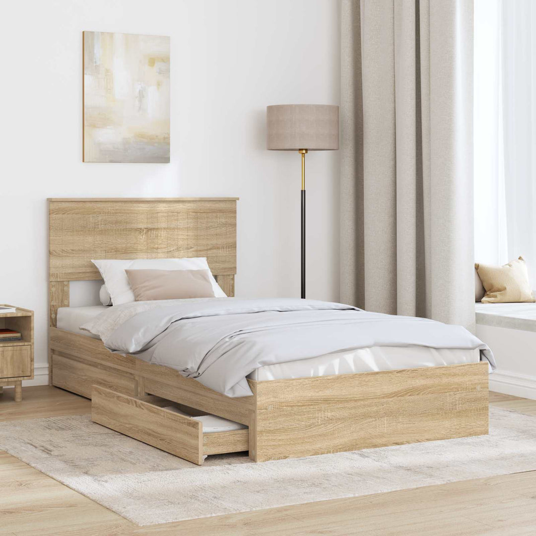 Opbevaringsseng Sonoma eg 100 x 200 cm Konstrueret træ