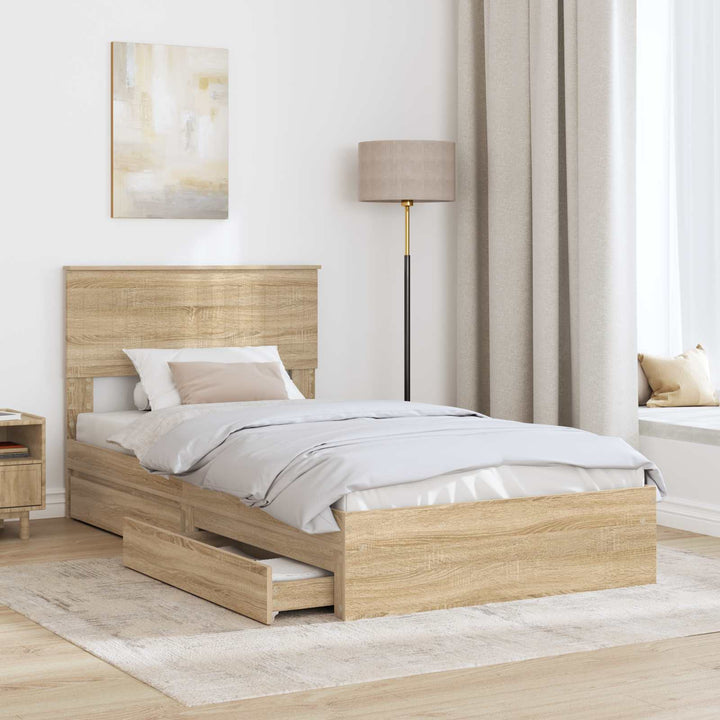 Opbevaringsseng Sonoma eg 100 x 200 cm Konstrueret træ