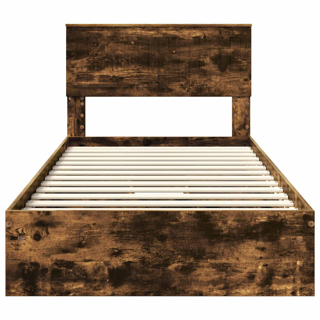 Opbevaringsseng Røget eg 100 x 200 cm Konstrueret træ