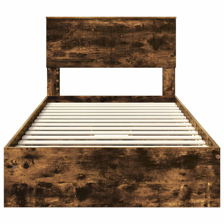 Opbevaringsseng Røget eg 100 x 200 cm Konstrueret træ