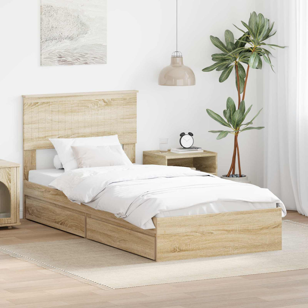 Opbevaringsseng Sonoma eg 90 x 200 cm Konstrueret træ