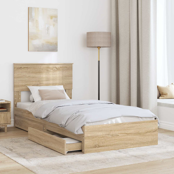 Opbevaringsseng Sonoma eg 90 x 200 cm Konstrueret træ