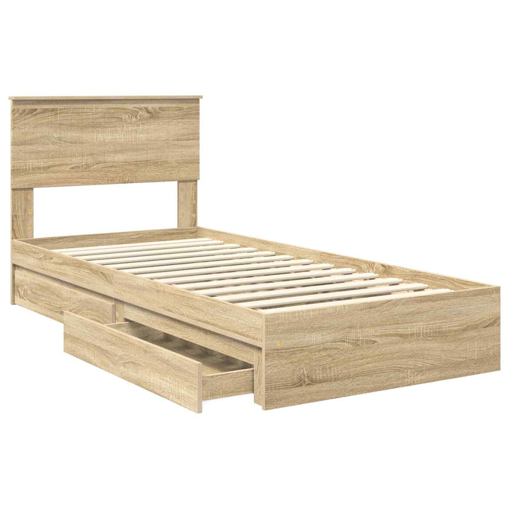 Opbevaringsseng Sonoma eg 90 x 200 cm Konstrueret træ
