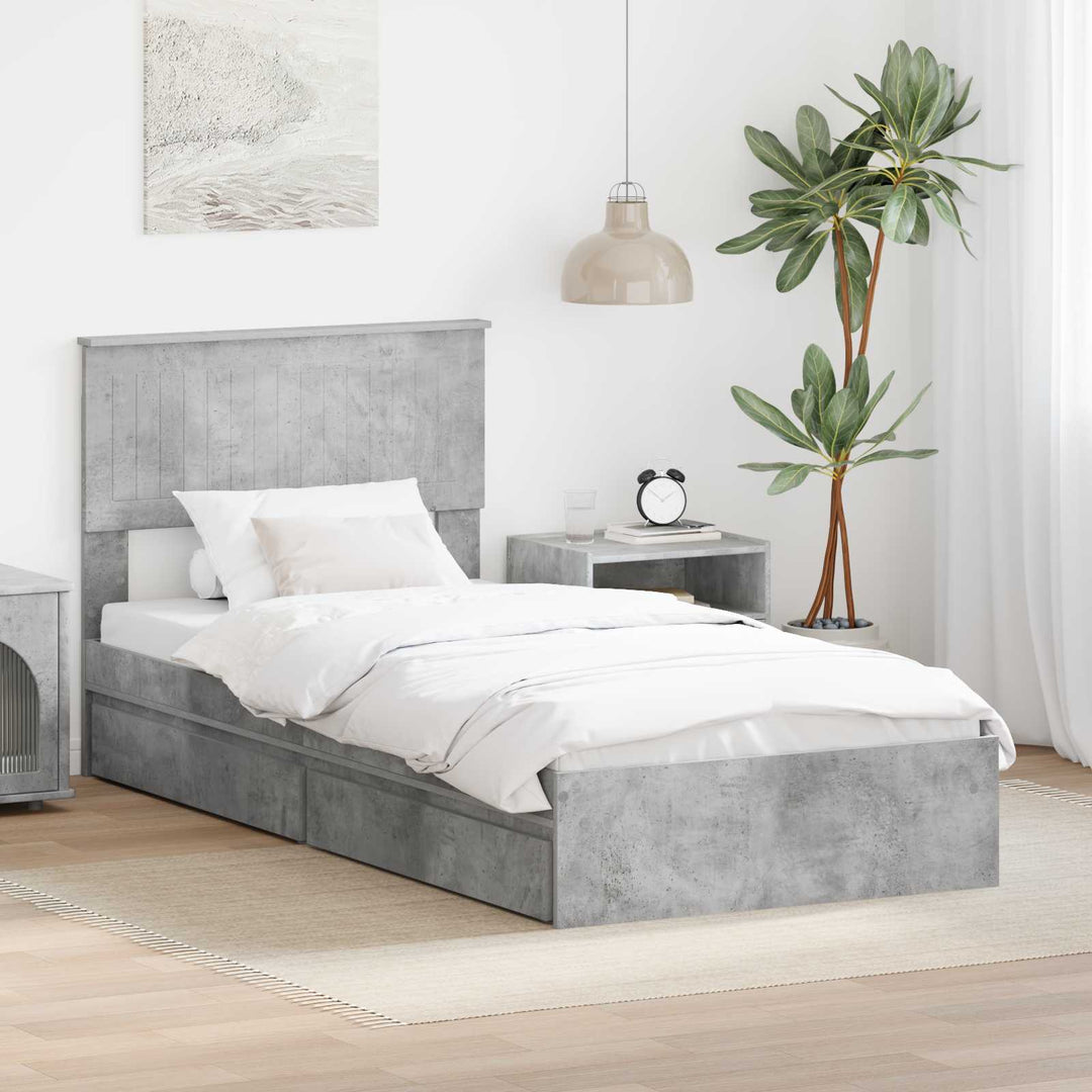 Opbevaringsseng Beton Grå 90 x 190 cm Konstrueret træ