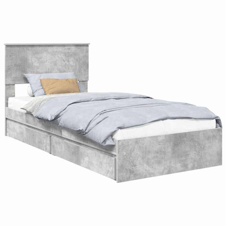 Opbevaringsseng Beton Grå 90 x 190 cm Konstrueret træ