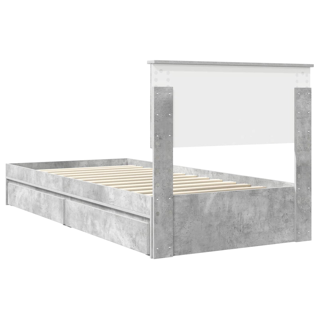 Opbevaringsseng Beton Grå 90 x 190 cm Konstrueret træ