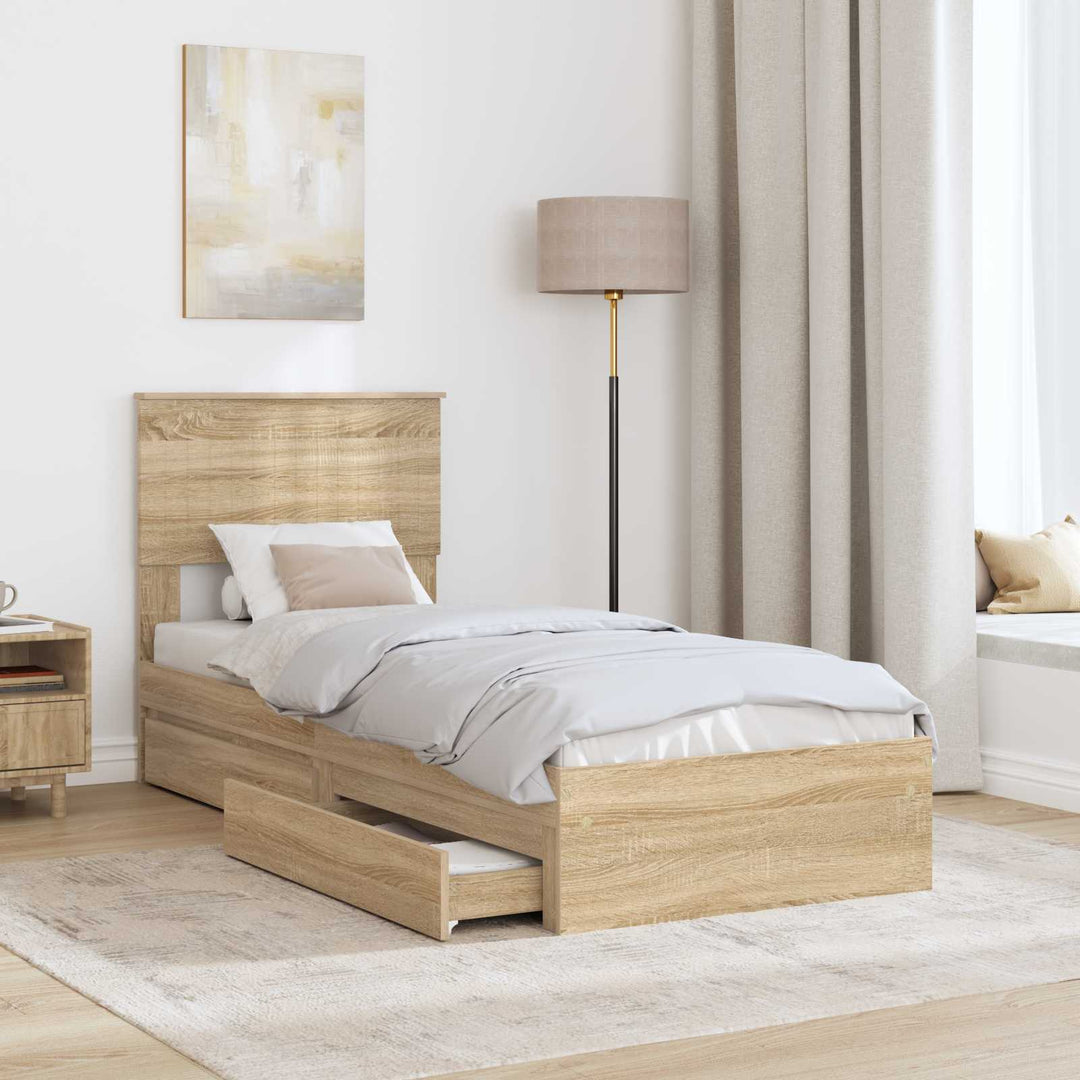 Opbevaringsseng Sonoma eg 75 x 190 cm Konstrueret træ