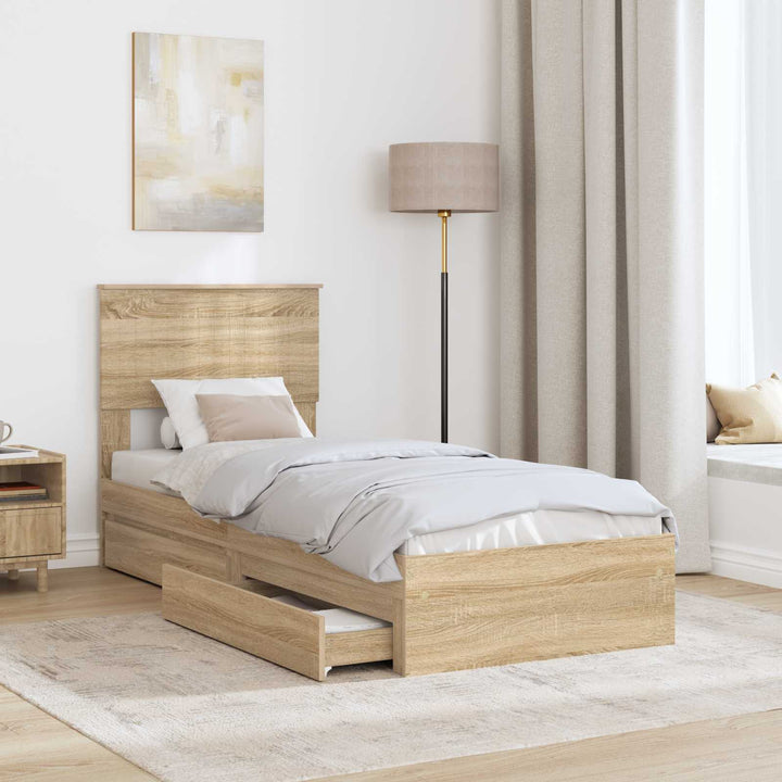 Opbevaringsseng Sonoma eg 75 x 190 cm Konstrueret træ