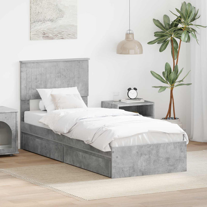 Opbevaringsseng Beton Grå 75 x 190 cm Konstrueret træ