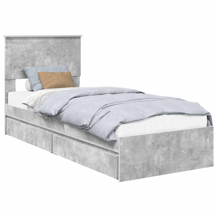 Opbevaringsseng Beton Grå 75 x 190 cm Konstrueret træ
