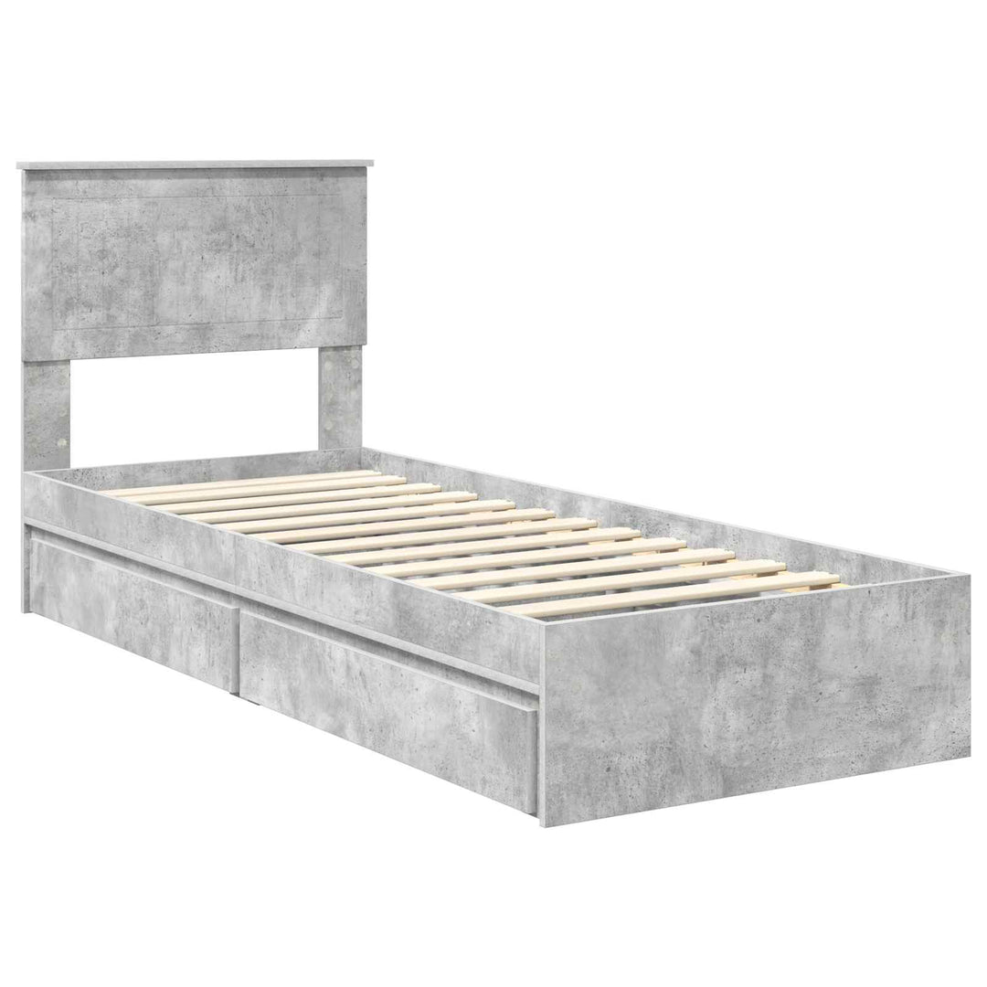 Opbevaringsseng Beton Grå 75 x 190 cm Konstrueret træ