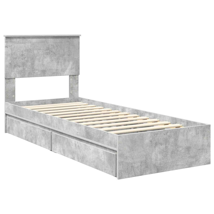 Opbevaringsseng Beton Grå 75 x 190 cm Konstrueret træ