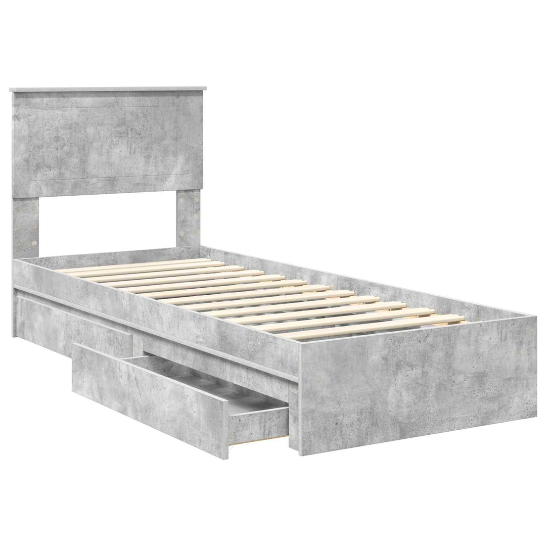 Opbevaringsseng Beton Grå 75 x 190 cm Konstrueret træ