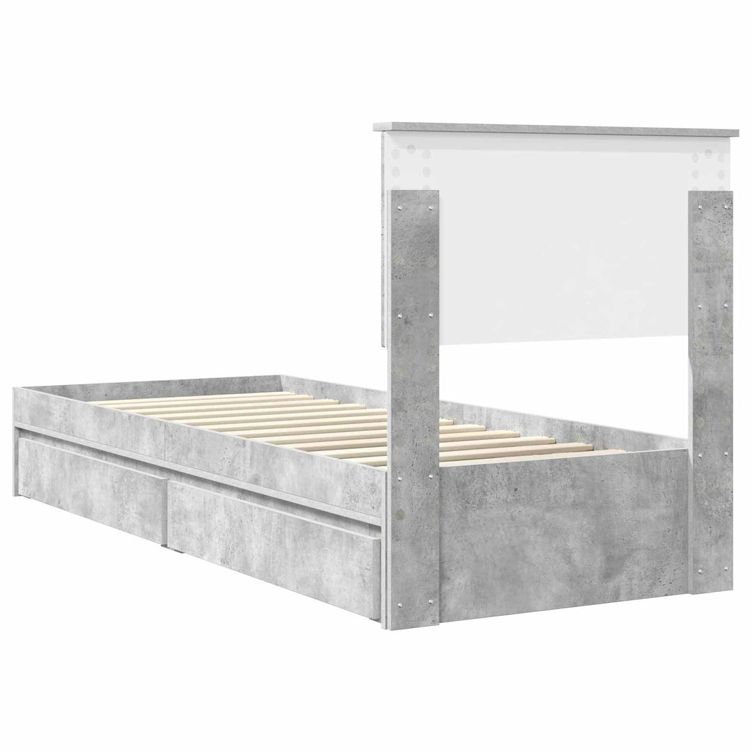 Opbevaringsseng Beton Grå 75 x 190 cm Konstrueret træ