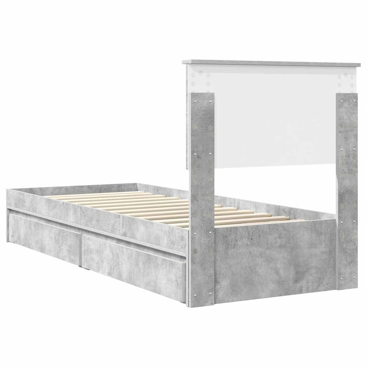 Opbevaringsseng Beton Grå 75 x 190 cm Konstrueret træ
