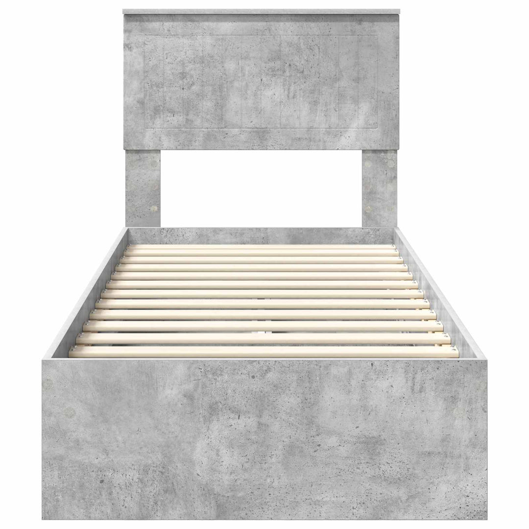 Opbevaringsseng Beton Grå 75 x 190 cm Konstrueret træ