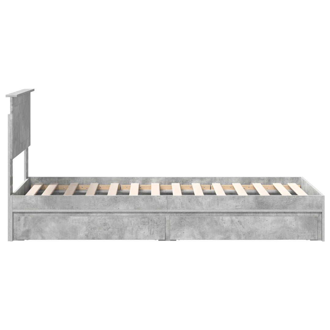 Opbevaringsseng Beton Grå 75 x 190 cm Konstrueret træ