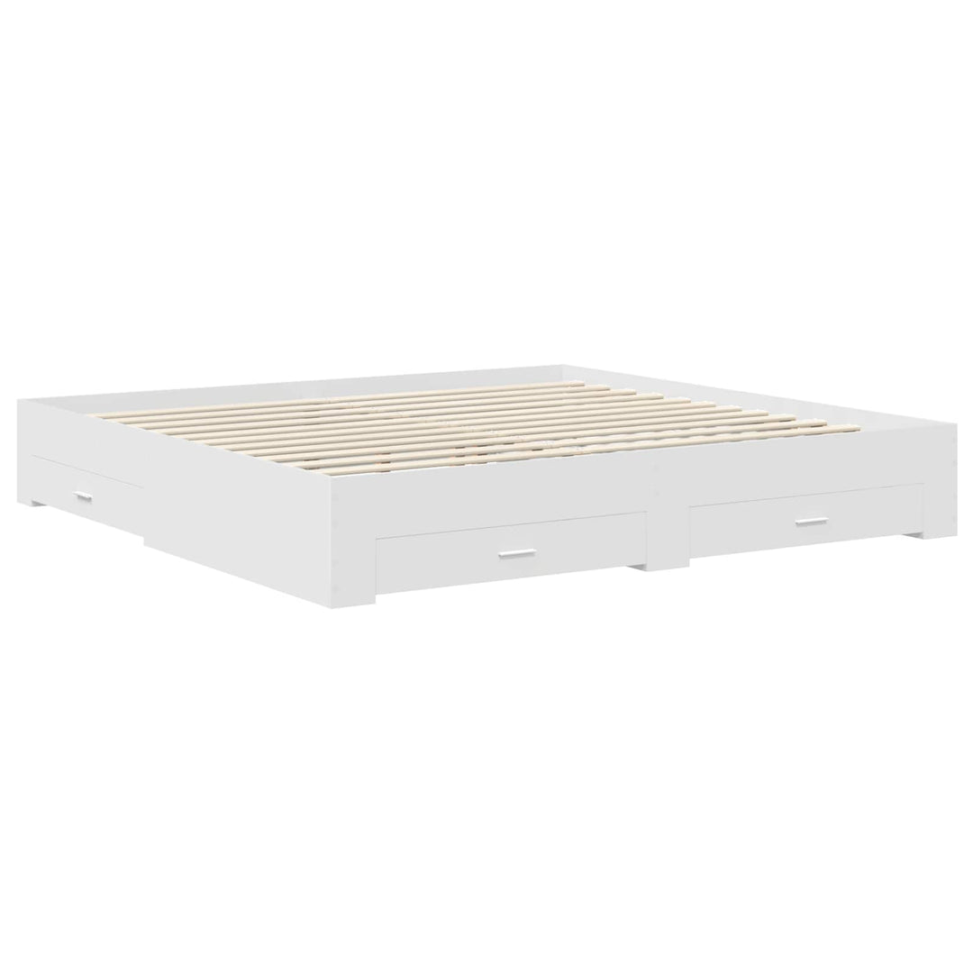Sengestel med hovedgærde Hvid 200 x 200 cm Konstrueret træ