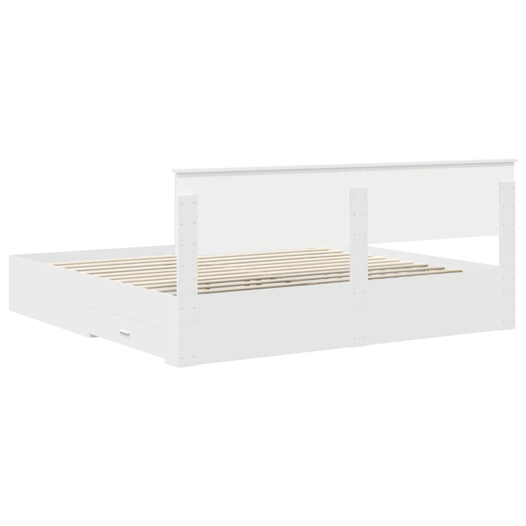 Sengestel med hovedgærde Hvid 200 x 200 cm Konstrueret træ