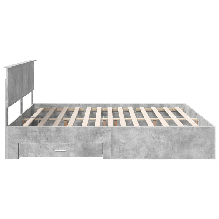 Sengestel med skuffe Betongrå 200 x 200 cm Konstrueret træ