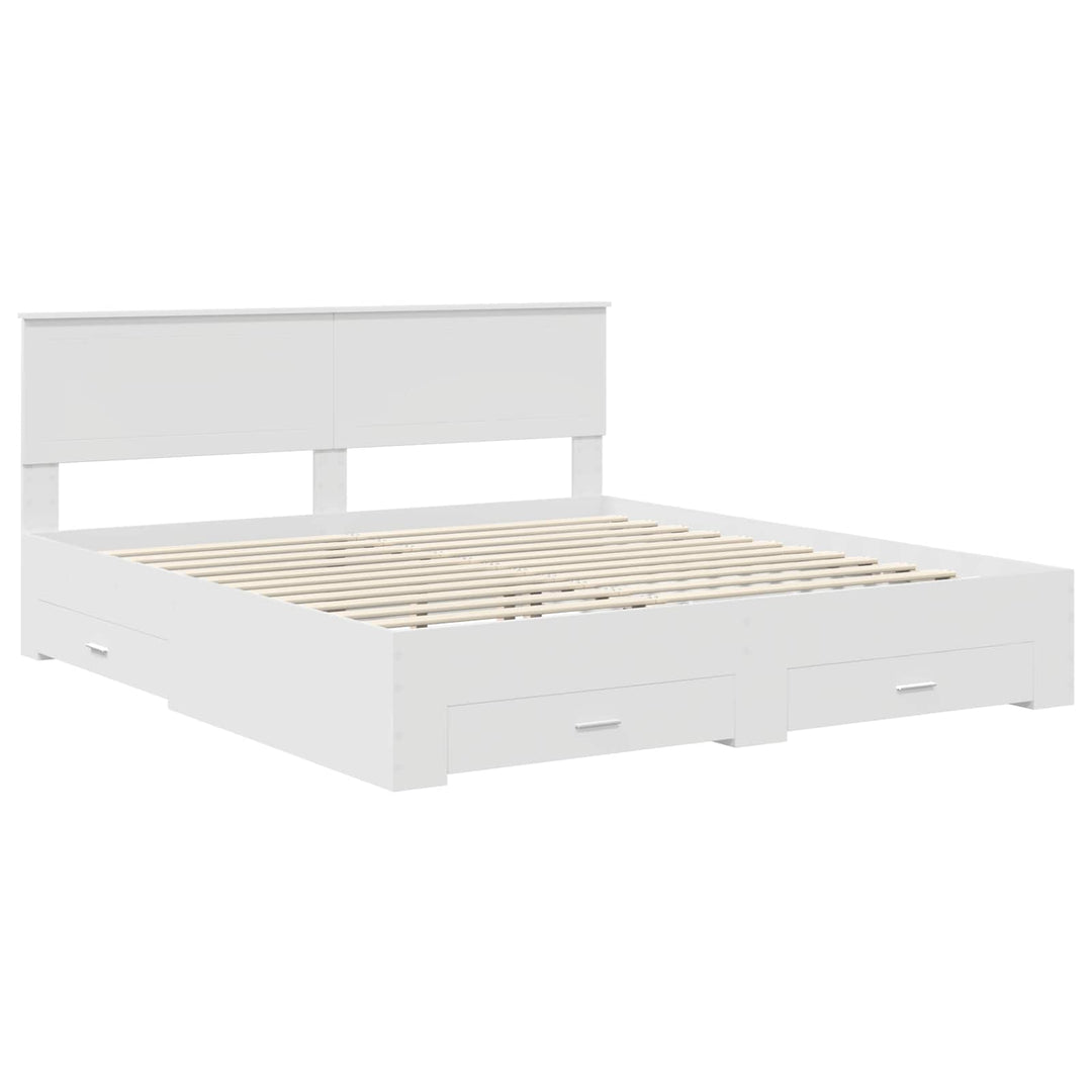 Sengestel med skuffe Hvid 180 x 200 cm Konstrueret træ