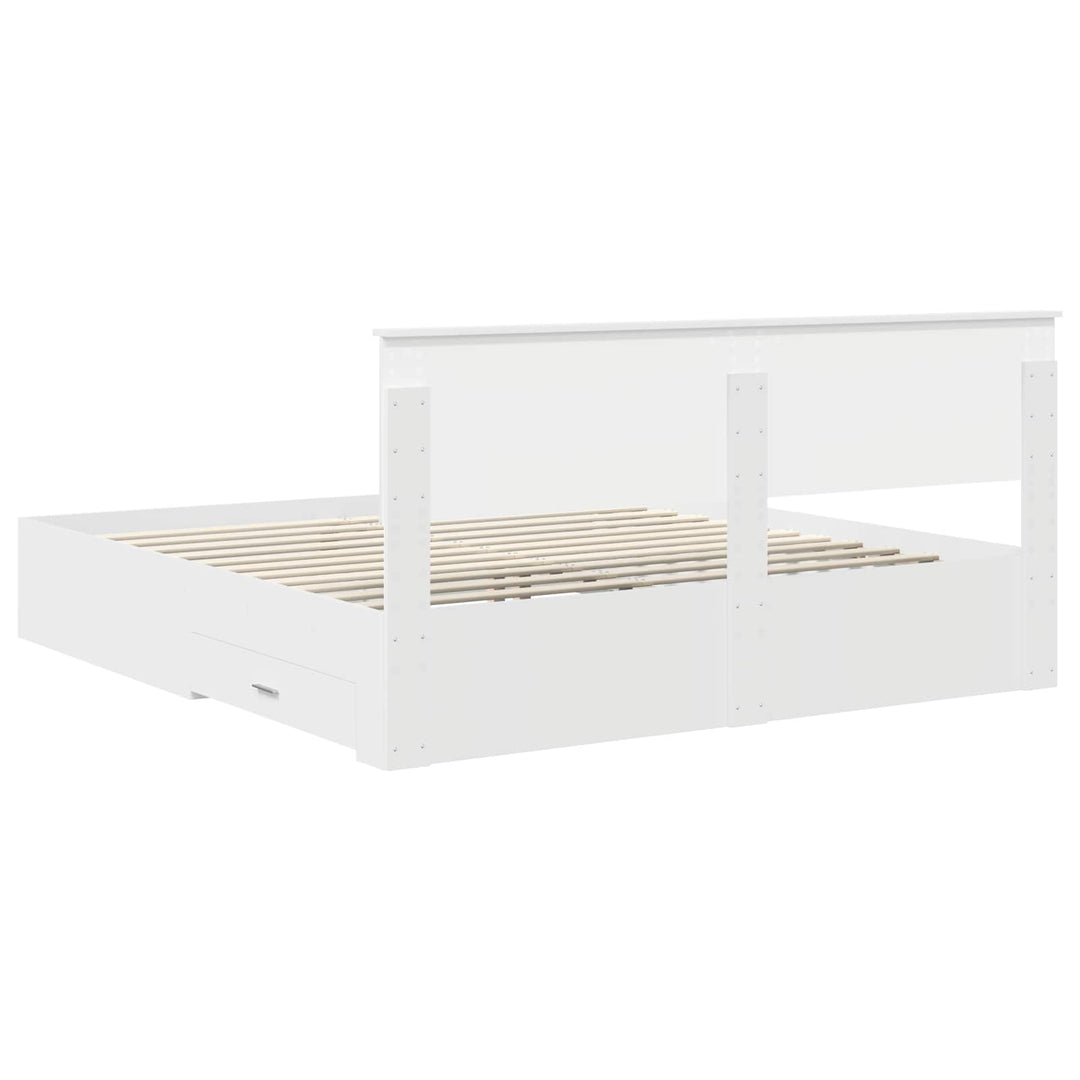 Sengestel med skuffe Hvid 180 x 200 cm Konstrueret træ