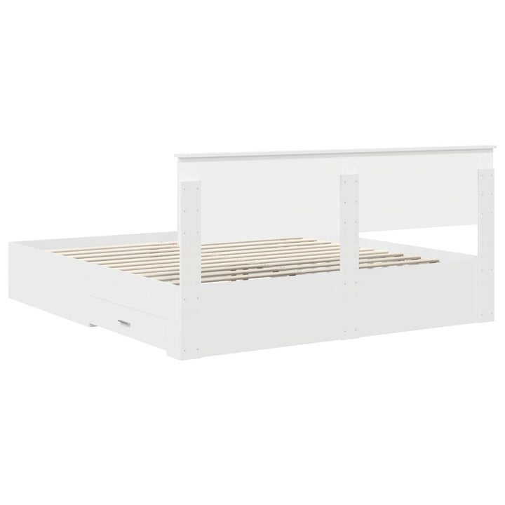 Sengestel med skuffe Hvid 180 x 200 cm Konstrueret træ