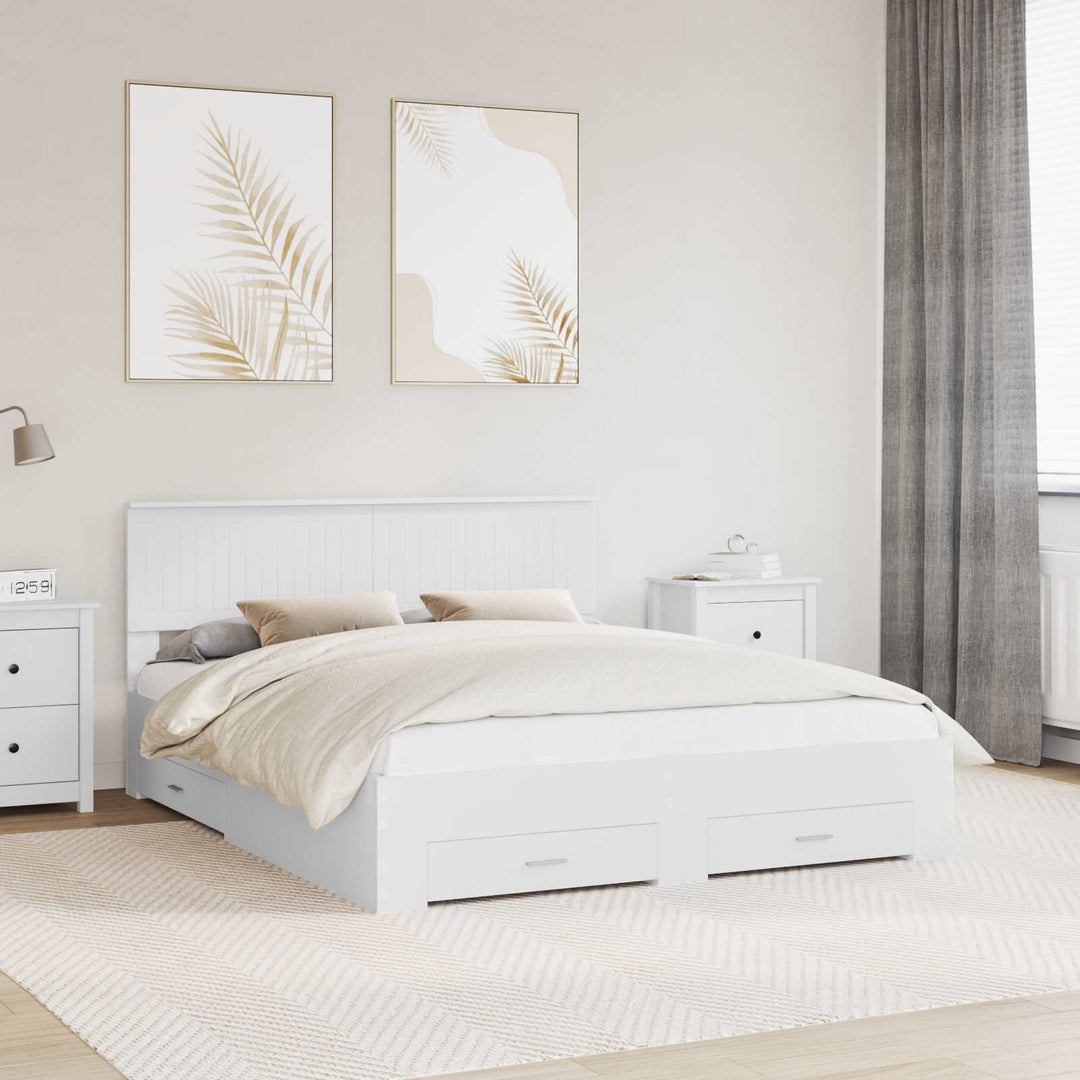 Sengestel med skuffe Hvid 160 x 200 cm Konstrueret træ