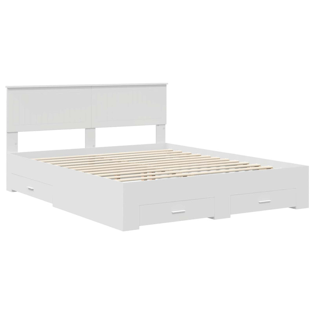 Sengestel med skuffe Hvid 160 x 200 cm Konstrueret træ