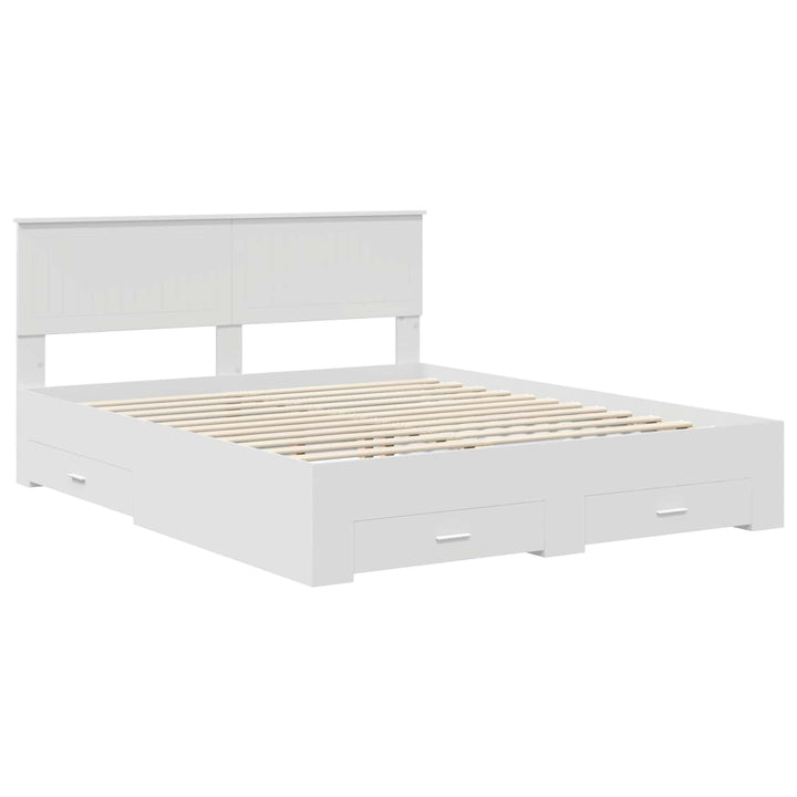 Sengestel med skuffe Hvid 160 x 200 cm Konstrueret træ