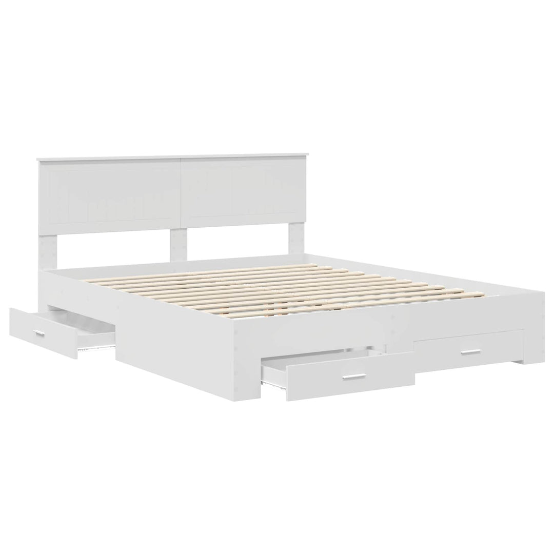 Sengestel med skuffe Hvid 160 x 200 cm Konstrueret træ