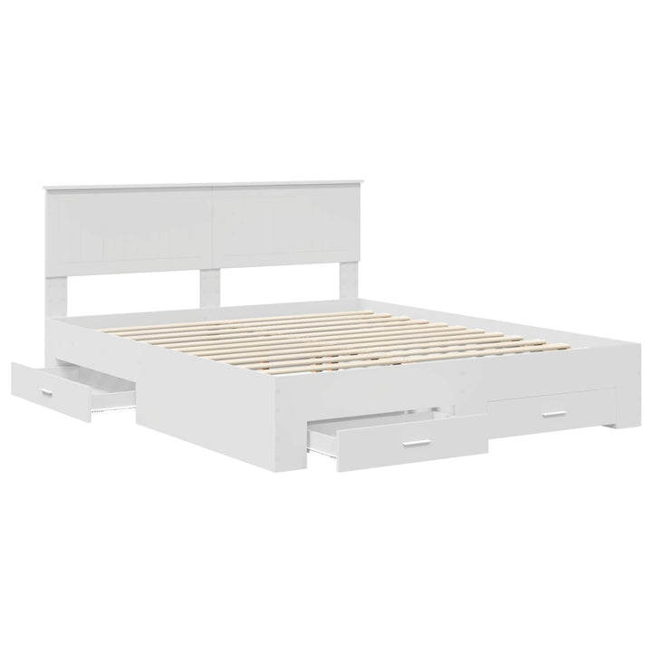 Sengestel med skuffe Hvid 160 x 200 cm Konstrueret træ