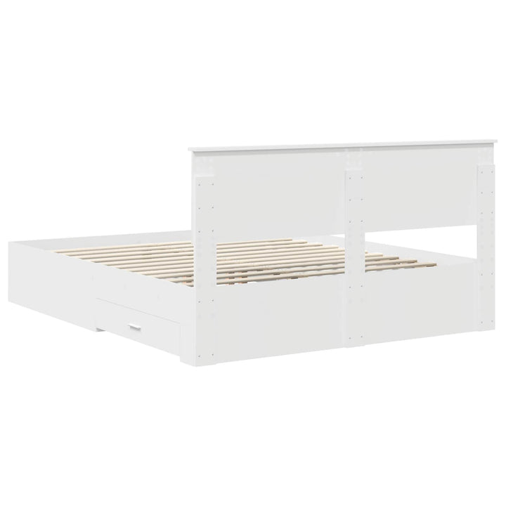 Sengestel med skuffe Hvid 160 x 200 cm Konstrueret træ