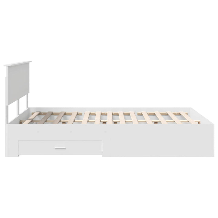 Sengestel med skuffe Hvid 140 x 200 cm Konstrueret træ
