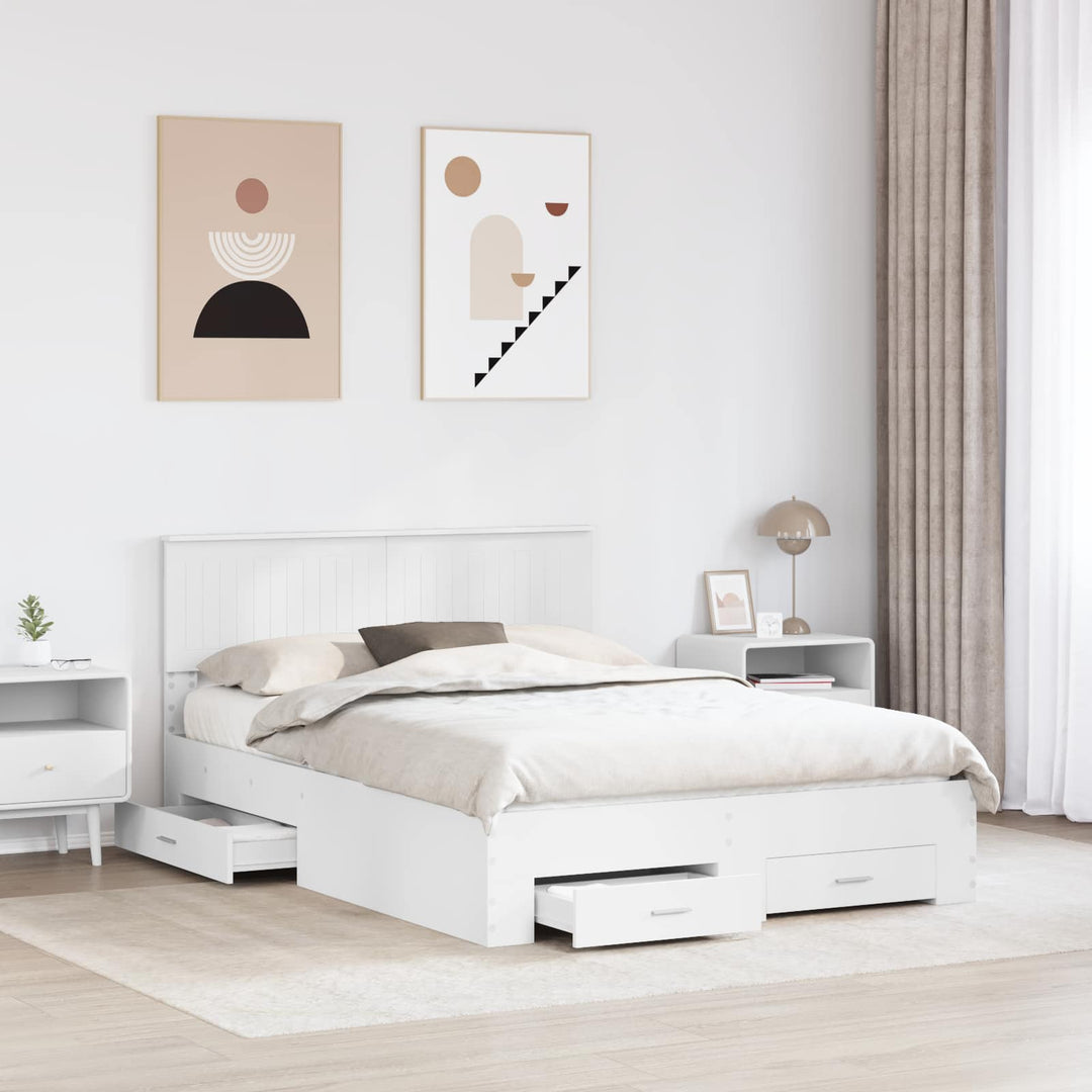 Sengestel med skuffe Hvid 140 x 190 cm Konstrueret træ