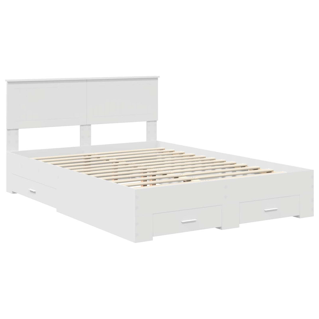 Sengestel med skuffe Hvid 140 x 190 cm Konstrueret træ