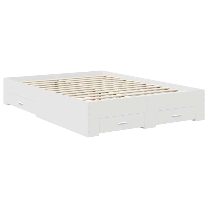 Sengestel med skuffe Hvid 140 x 190 cm Konstrueret træ