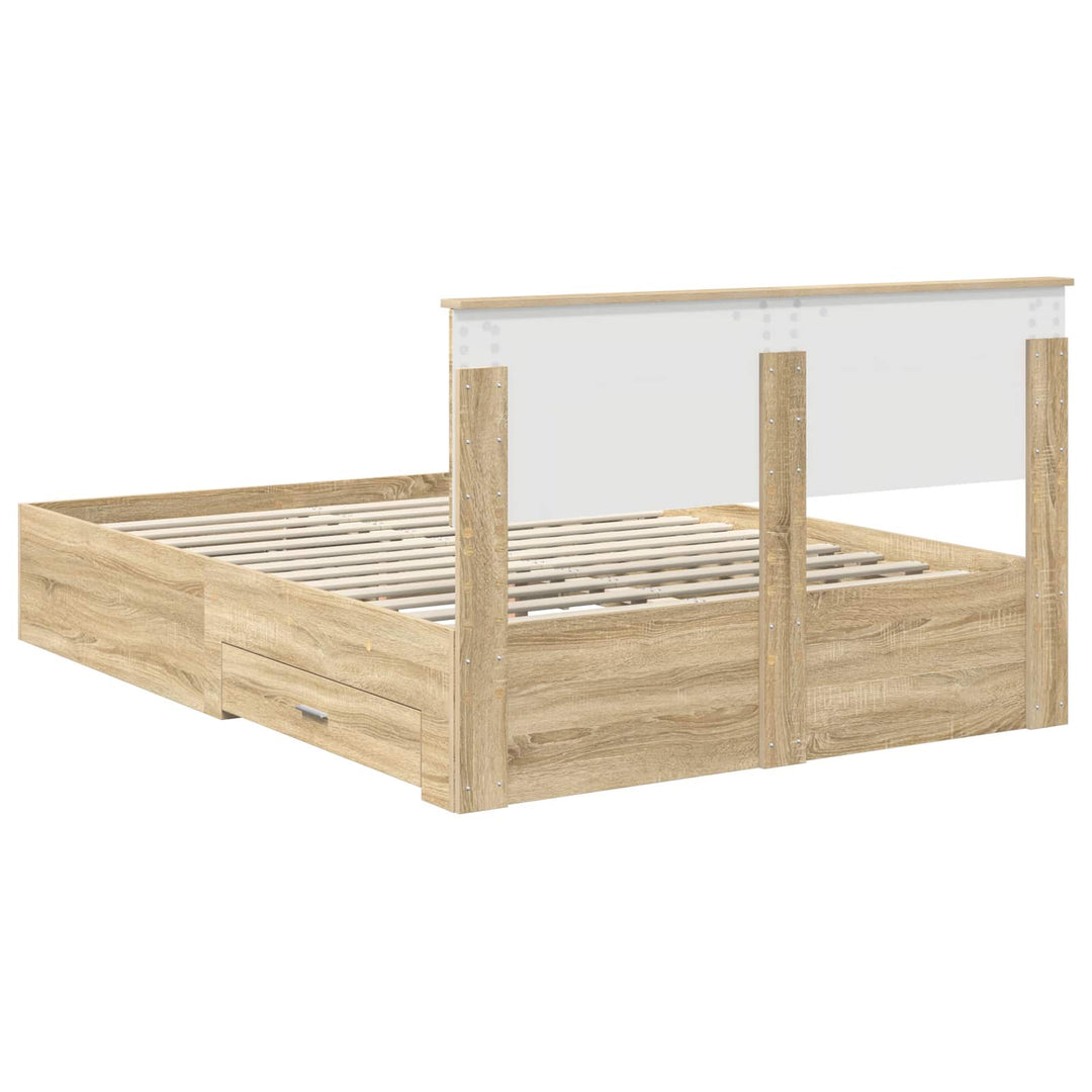 Sengestel med skuffe Sonoma-eg 140 x 190 cm Konstrueret træ
