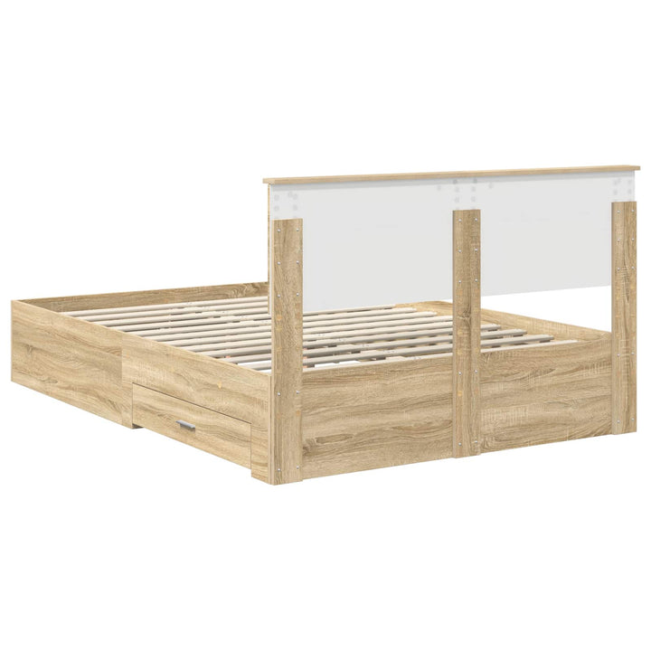 Sengestel med skuffe Sonoma-eg 140 x 190 cm Konstrueret træ