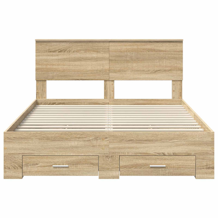 Sengestel med skuffe Sonoma-eg 135 x 190 cm Konstrueret træ